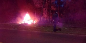 Se incendió un vehículo tras despiste en la ruta 7