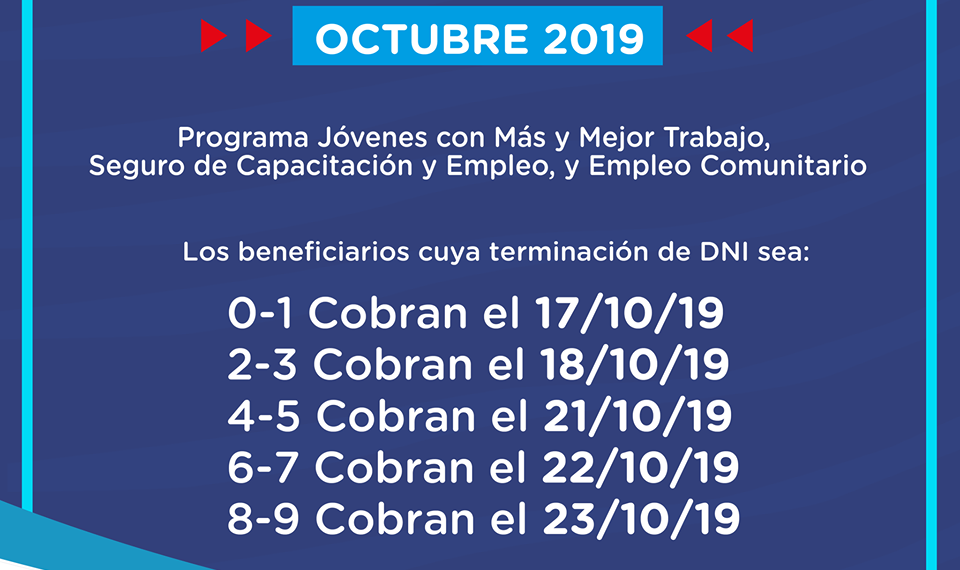 Este jueves  comienza el pago de los programas sociales de la Oficina de Empleo