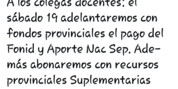 El sábado 19 pagarán Incentivo Docente