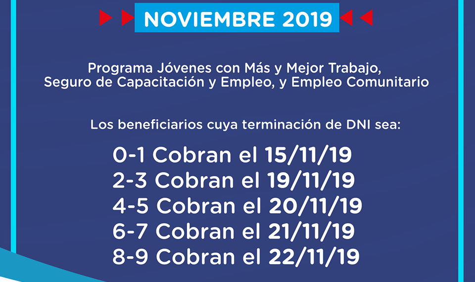 Mañana comienza el pago de los programas sociales de la Oficina de Empleo