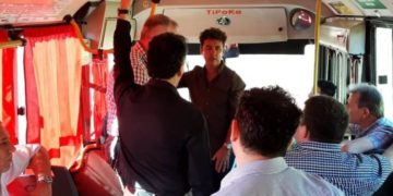 Concejales verificaron el recorrido de los colectivos por la colectora de la ex ruta 213