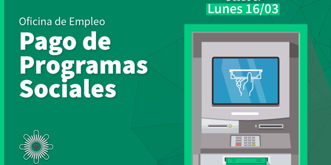 El lunes comenzará el pago de los programas sociales de la Oficina de Empleo