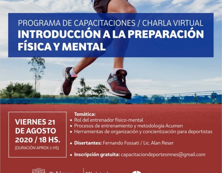 El Ministerio de Deportes de Misiones brindará una charla virtual sobre introducción a la preparación física y mental