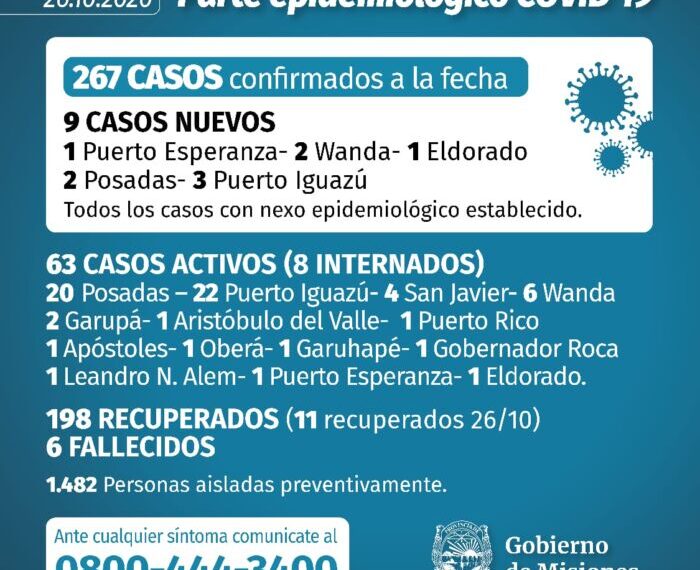 Coronavirus: Misiones registró otros 9 contagios