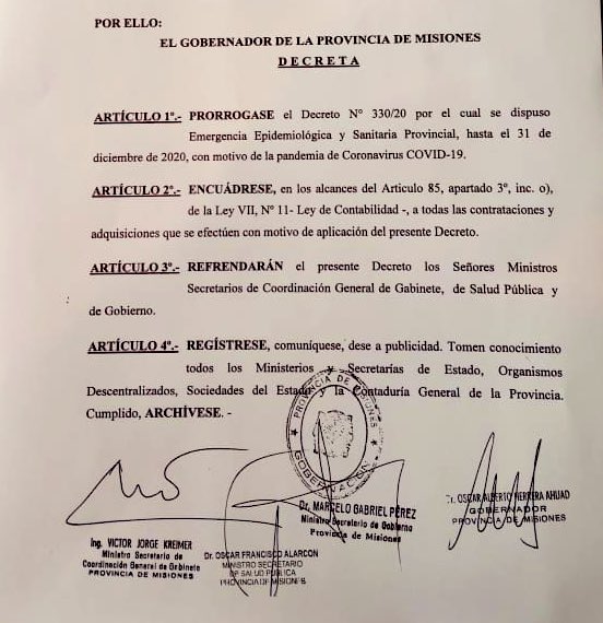 Prorrogaron la Emergencia Sanitaria y Epidemiológica Provincial hasta el 31 de diciembre