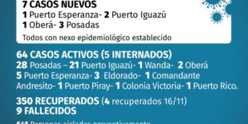 Misiones registró 7 nuevos casos positivos de coronavirus