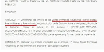 La Nación habilitó nuevas zonas aduaneras primarias en Misiones