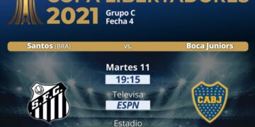 Copa Libertadores: Boca visita a Santos en la semana previa a un nuevo Superclásico