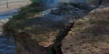 Filman desmoronamiento de parte de una isla en el río Paraná