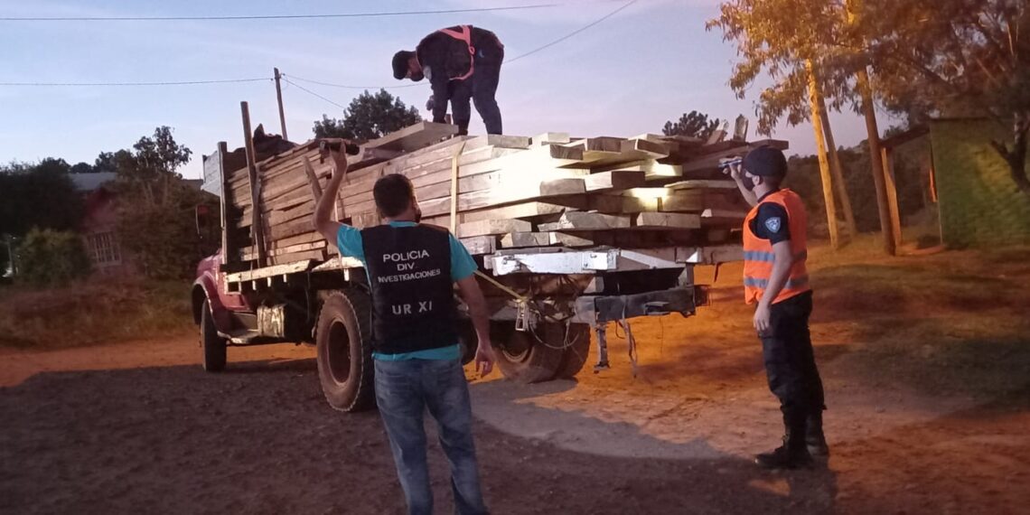 Aristóbulo del Valle: retuvieron un camión que circulaba con varias infracciones al tránsito y transportaba madera nativa robada