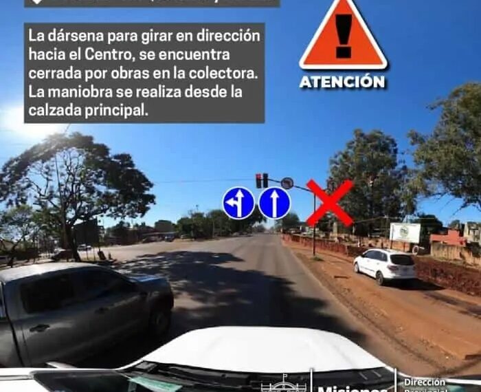 Travesía Urbana Posadas: se inhabilita la dársena de giro hacia el centro en Quaranta y 115