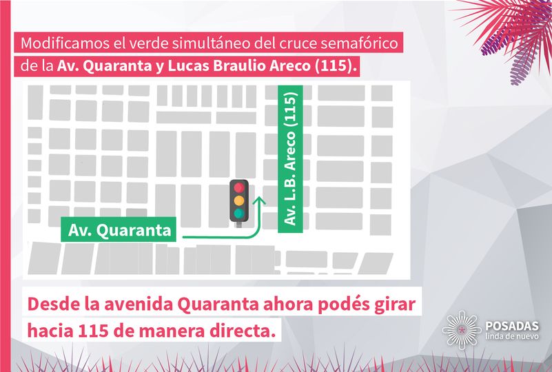 Se modifica el funcionamiento de semáforos y se eliminan dársenas en Quaranta y 115