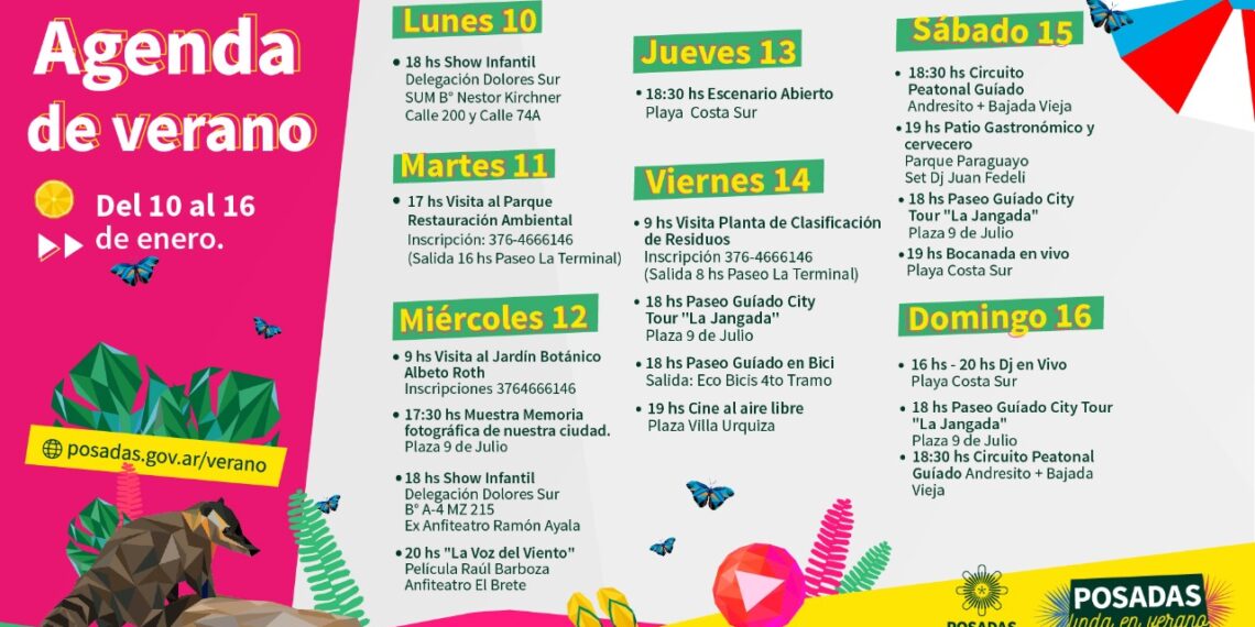 La agenda semanal del Plan Verano para activar el modo turista en Posadas