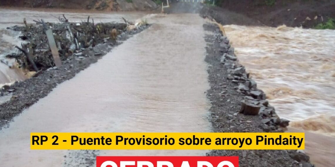 Arroyo Pindaytí: para seguridad de los usuarios, se determinó el corte del puente de la RP2