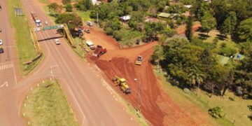 Comenzó a construirse una nueva rotonda sobre la RN 12 en Eldorado
