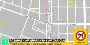 Travesía Urbana en Posadas: Se deberá girar desde colectora en Avenida Quaranta y Zapiola