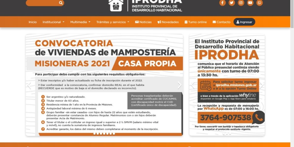 Requisito imprescindible para participar de los sorteos por una vivienda del Iprodha