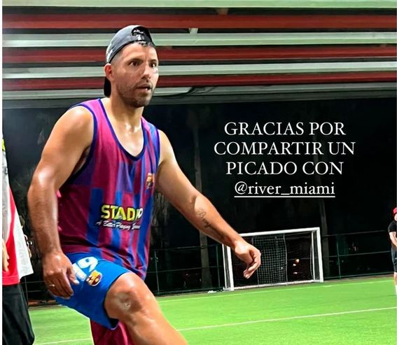 Kun Agüero regresó al fútbol tras su problema cardíaco: jugó un picado con hinchas de River Plate en Miami