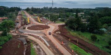 Trabajan en la última etapa de la nueva rotonda sobre la Ruta 12 en Eldorado