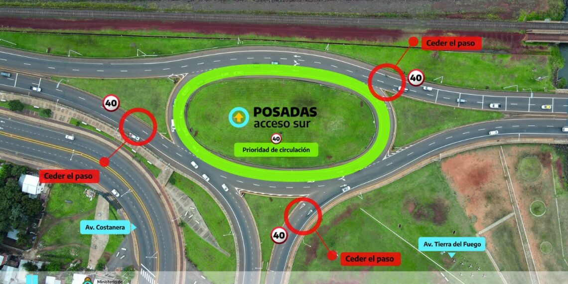Acceso Sur: cambia la prioridad de paso en la rotonda de av. Tierra del Fuego