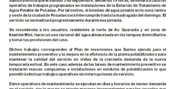Samsa realizará mejoras en la planta potabilizadora de Posadas