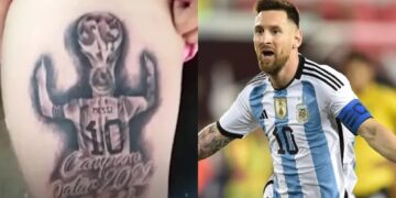 Se tatuó a Messi campeón en Qatar y lo atacaron por “mufa”