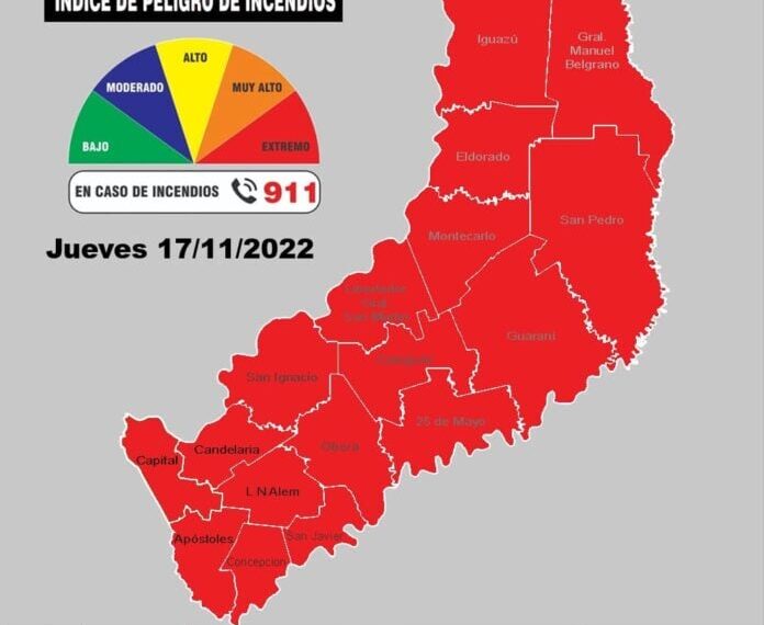 Alertan por el alto riesgo de peligrosidad de incendios en todo Misiones
