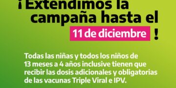 Se extiende hasta el 11 de diciembre la Campaña nacional de vacunación contra Sarampión, Rubéola, Paperas y Poliomielitis