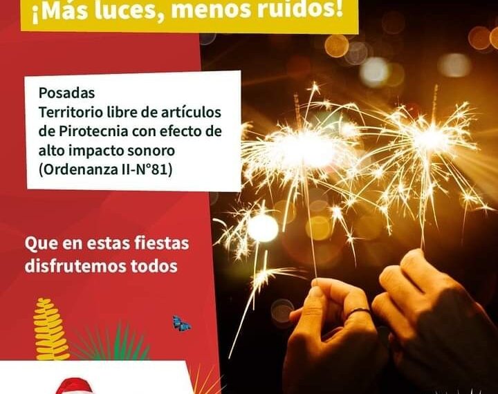 “Más luces, menos ruidos”: Posadas, territorio de libre de artículos de pirotecnia con efecto de alto impacto sonoro