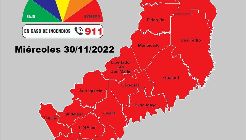Misiones en alerta por el alto índice de peligrosidad de incendios
