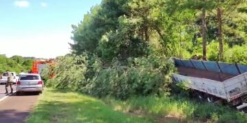 Camionero falleció al despistar y volcar sobre la ruta 12
