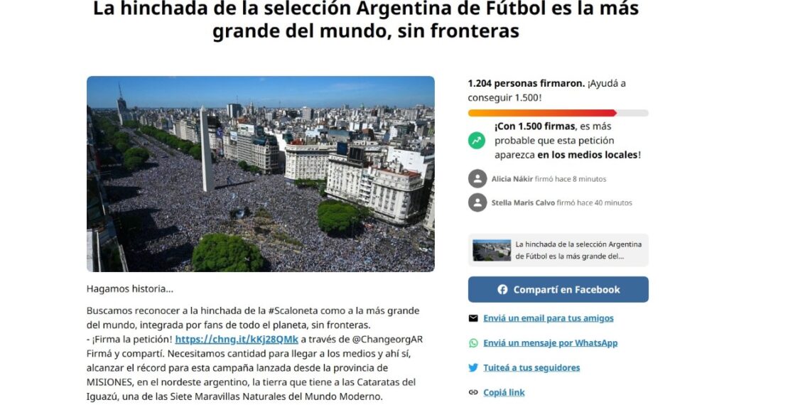 Una campaña busca reconocer a la hinchada de la Scaloneta como la más grande del planeta