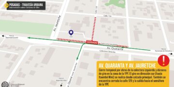 Modifican en forma provisoria el giro desde Quaranta por Jauretche hacia el sur