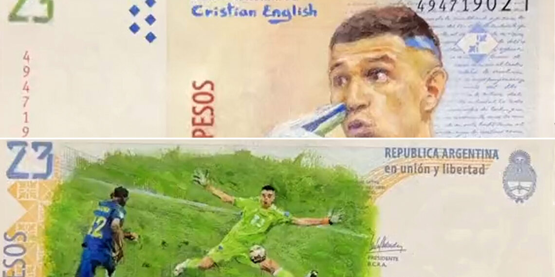 Un artista creó un billete en honor a Dibu Martínez y se hizo viral
