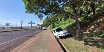Terminó en el hospital tras despistar y chocar contra un árbol en la Costanera