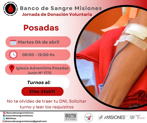 Nuevas colectas de sangre para el mes de abril