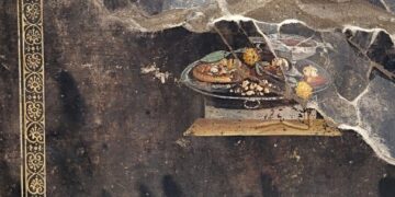 Descubren un posible “antepasado” de la pizza en un fresco en Pompeya