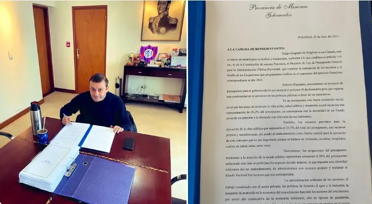 Herrera Ahuad envió a la Legislatura el Presupuesto para 2024