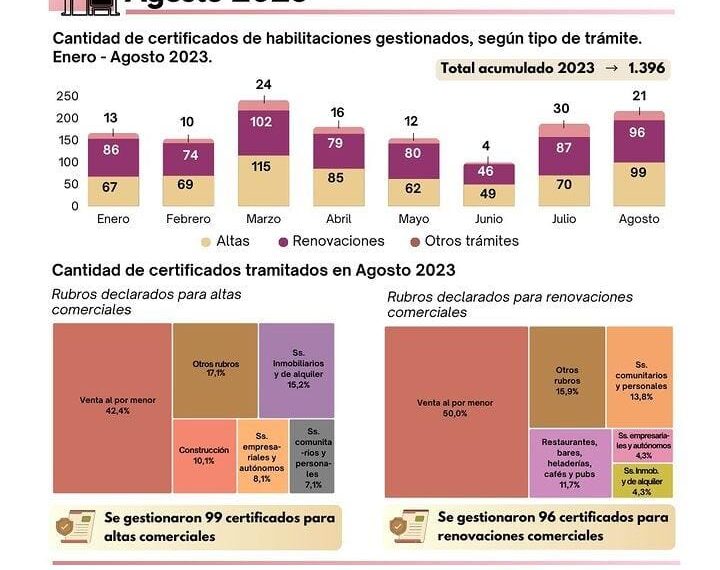 Actividad comercial: la venta al por menor, fue el rubro más registrado durante agosto