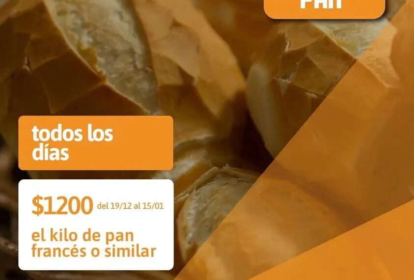«Ahora Pan» actualiza su precio máximo a $1.200 por kilo hasta el 15 de enero de 2024