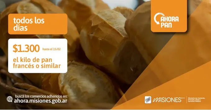Ahora Pan: nuevo precio máximo a $1.300 el kilo hasta el 15 de febrero