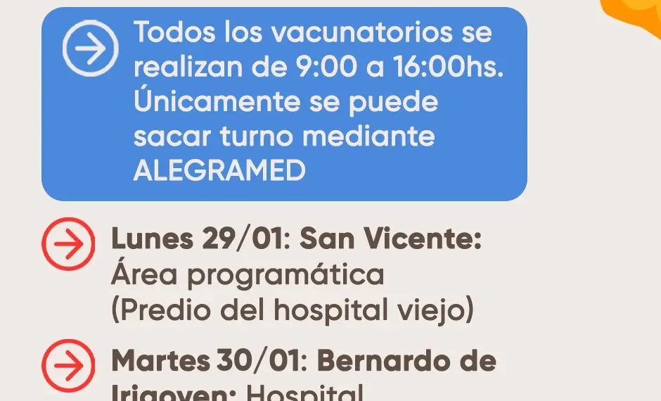 Campaña de vacunación contra el Dengue, semana del 29 de enero al 2 de febrero