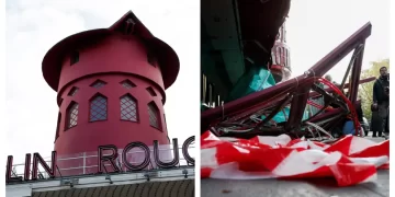 Las aspas del icónico cabaret Moulin Rouge en París colapsaron
