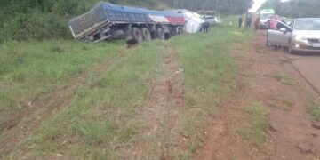 Camionero terminó herido tras un despiste en Garuhapé