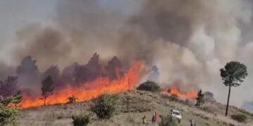 Incendios en Córdoba: el viento complica el trabajo de los bomberos y el fuego avanzó sobre algunas viviendas