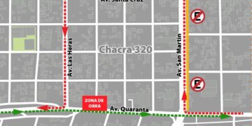 Desvío de tránsito por obras en zona de Quaranta y Las Heras