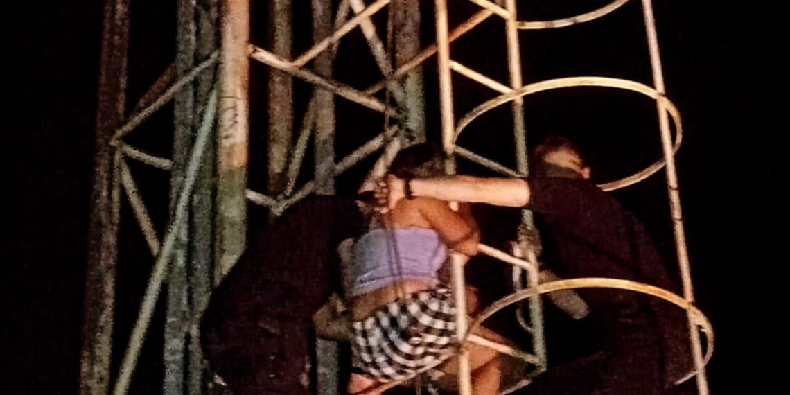 Discutió con su hermana y se subió a una torre: Policías debieron rescatarla
