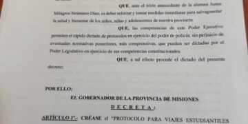 Passalacqua firmó el decreto que pone en vigencia el Protocolo para Viajes Estudiantiles Seguros