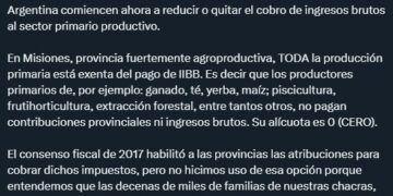 Passalacqua: “en Misiones, todo el sector primario productivo está exento del pago de ingresos brutos”