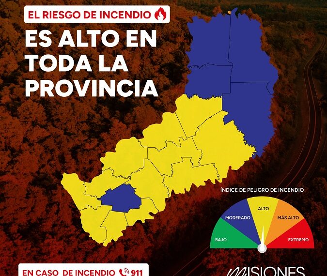 El Gobierno de Misiones advierte sobre alto riesgo de incendios en la zona sur y centro de la provincia
